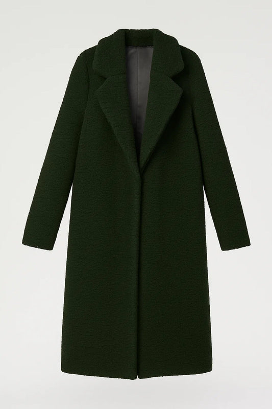 Lange Damesjas | Recht Model met Reverskraag | Minimalistische Elegantie