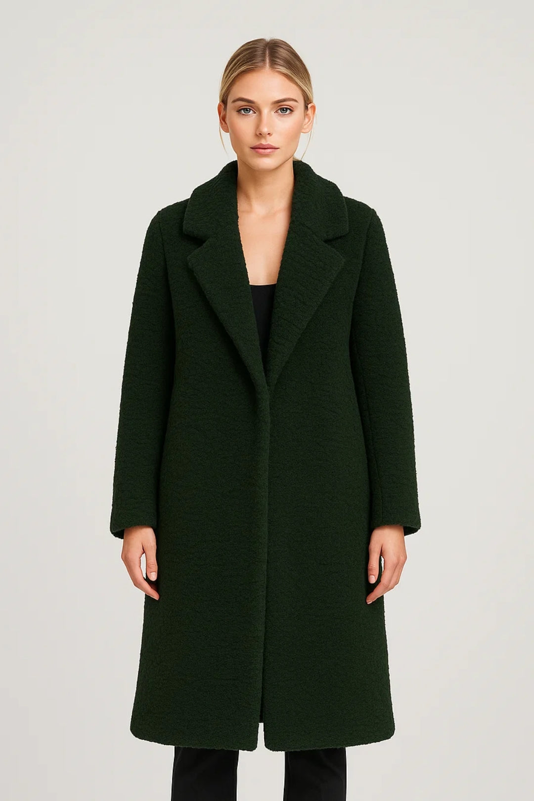 Lange Damesjas | Recht Model met Reverskraag | Minimalistische Elegantie