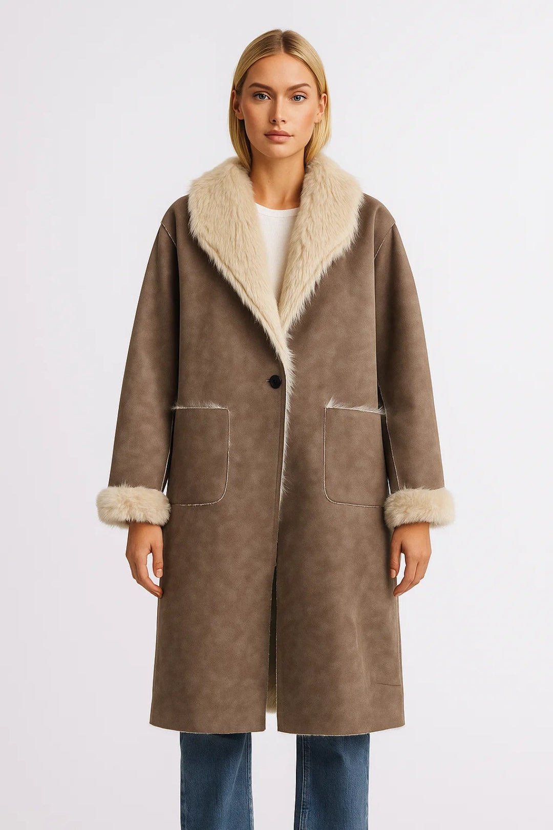 Lange Damesjas | Relaxed Fit met Faux Fur Kraag | Warme Keuze voor Koude Dagen