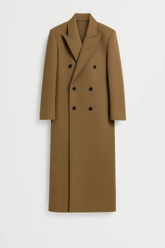 Lange Mantel Dames | Dubbelrijige Sluiting met Revers | Klassieke Elegantie