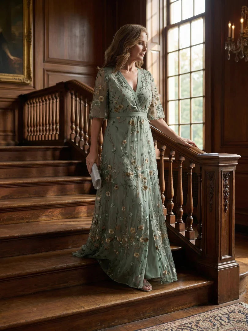 Lotte - Elegante Maxi Jurk Dames met Vlindermouwen en Bloemenprint