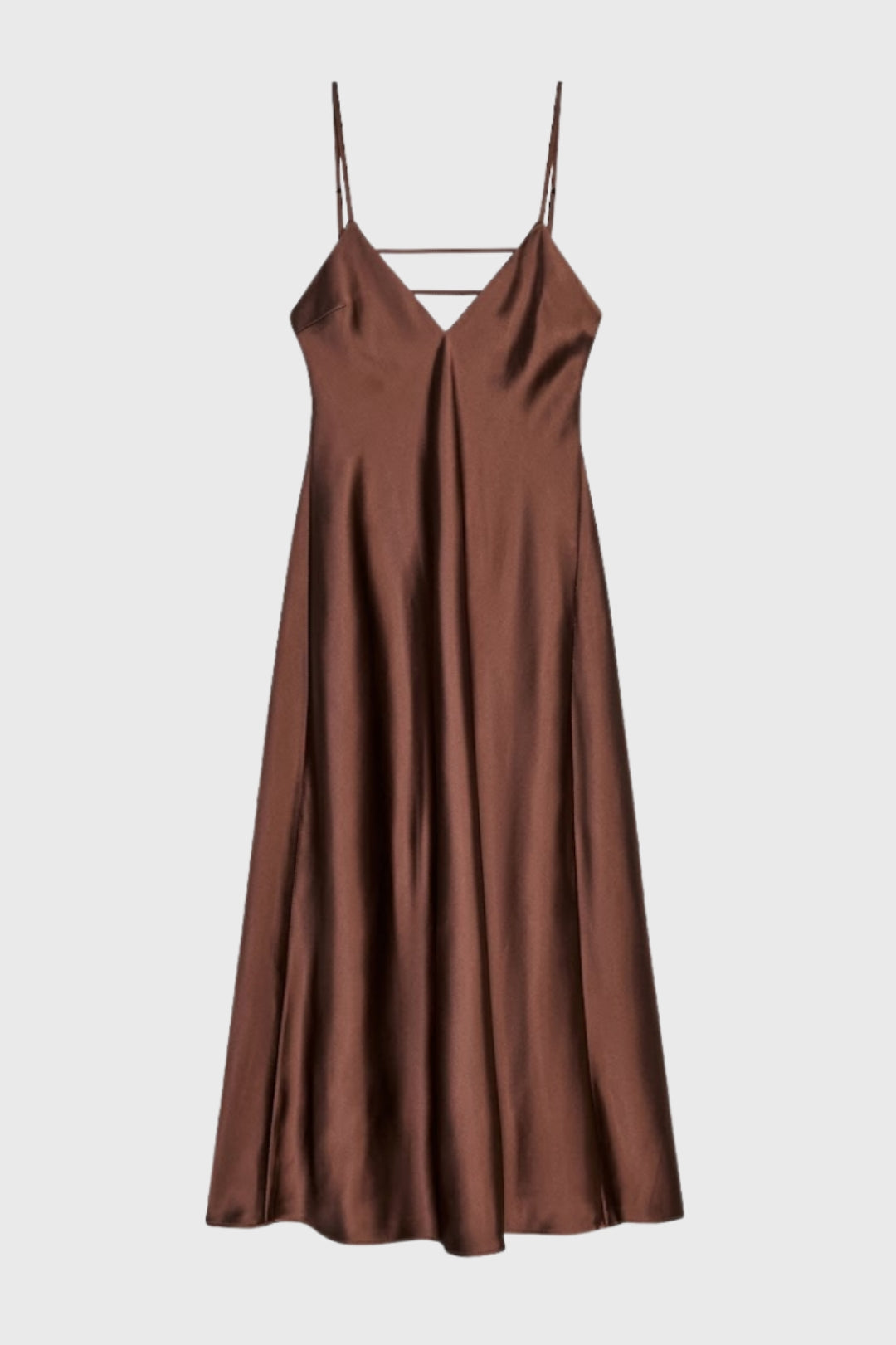 Maxi Jurk Dames - Glanzend Slip Dress met V-hals en Open Rug