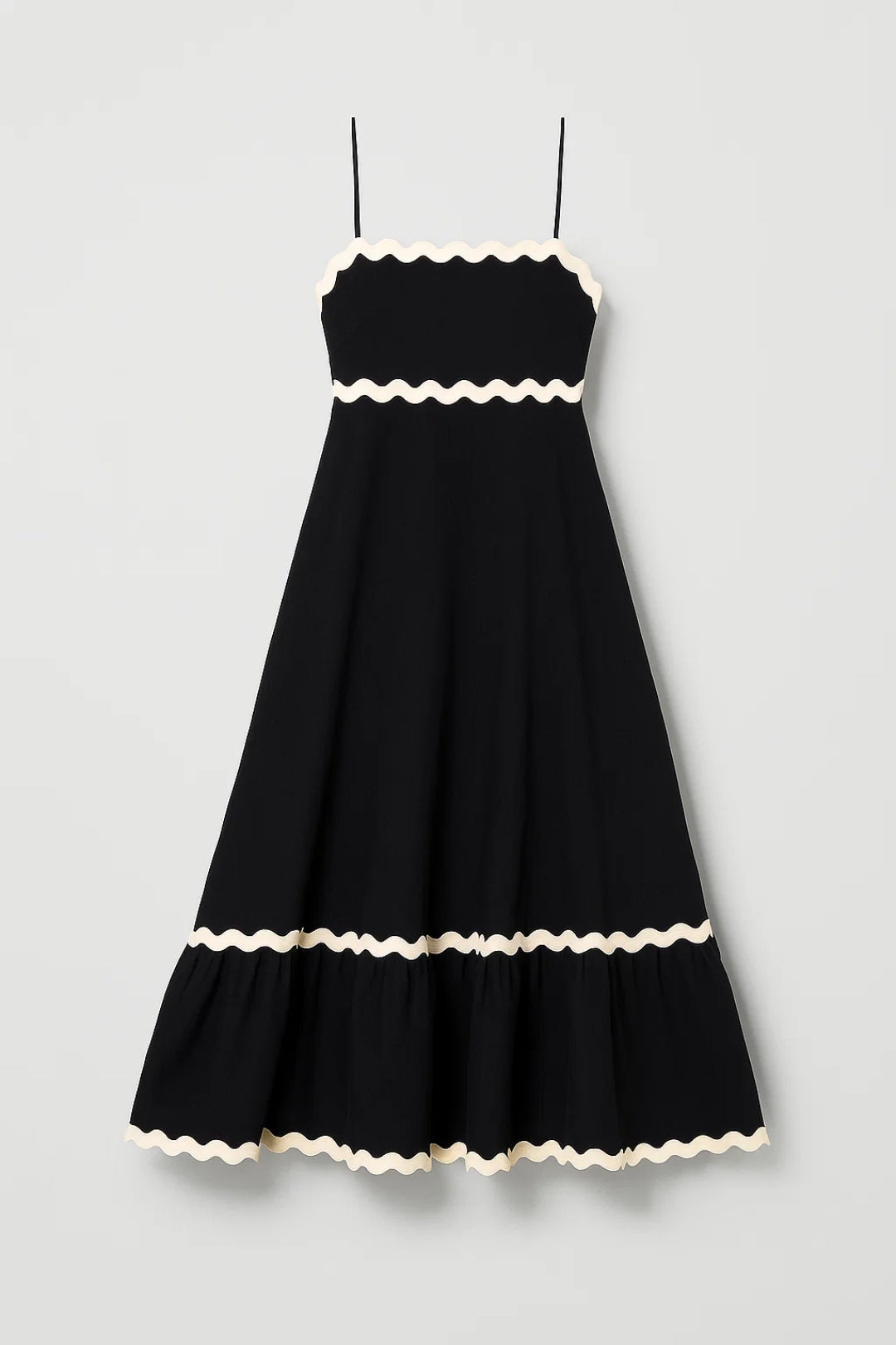 Maxi Jurk | Spaghettibandjes met Golfrand | Speelse Zomerstijl