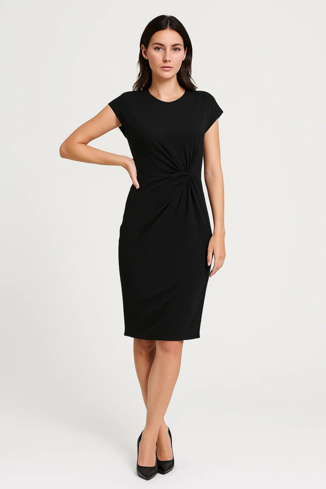Midi Jurk | Aangesloten Model met Plissé Detail | Lichtgewicht en Ademend