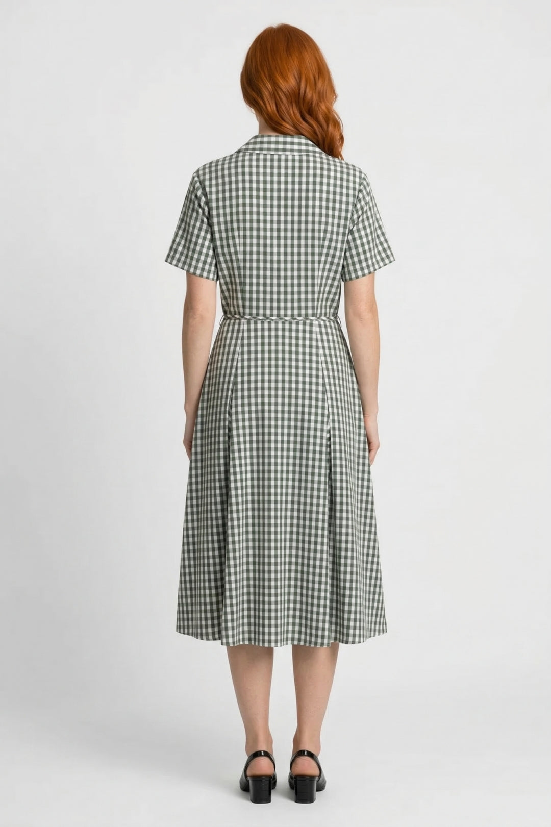 Midi Jurk Dames - Geruit Overhemd met Strikceintuur | Zomer