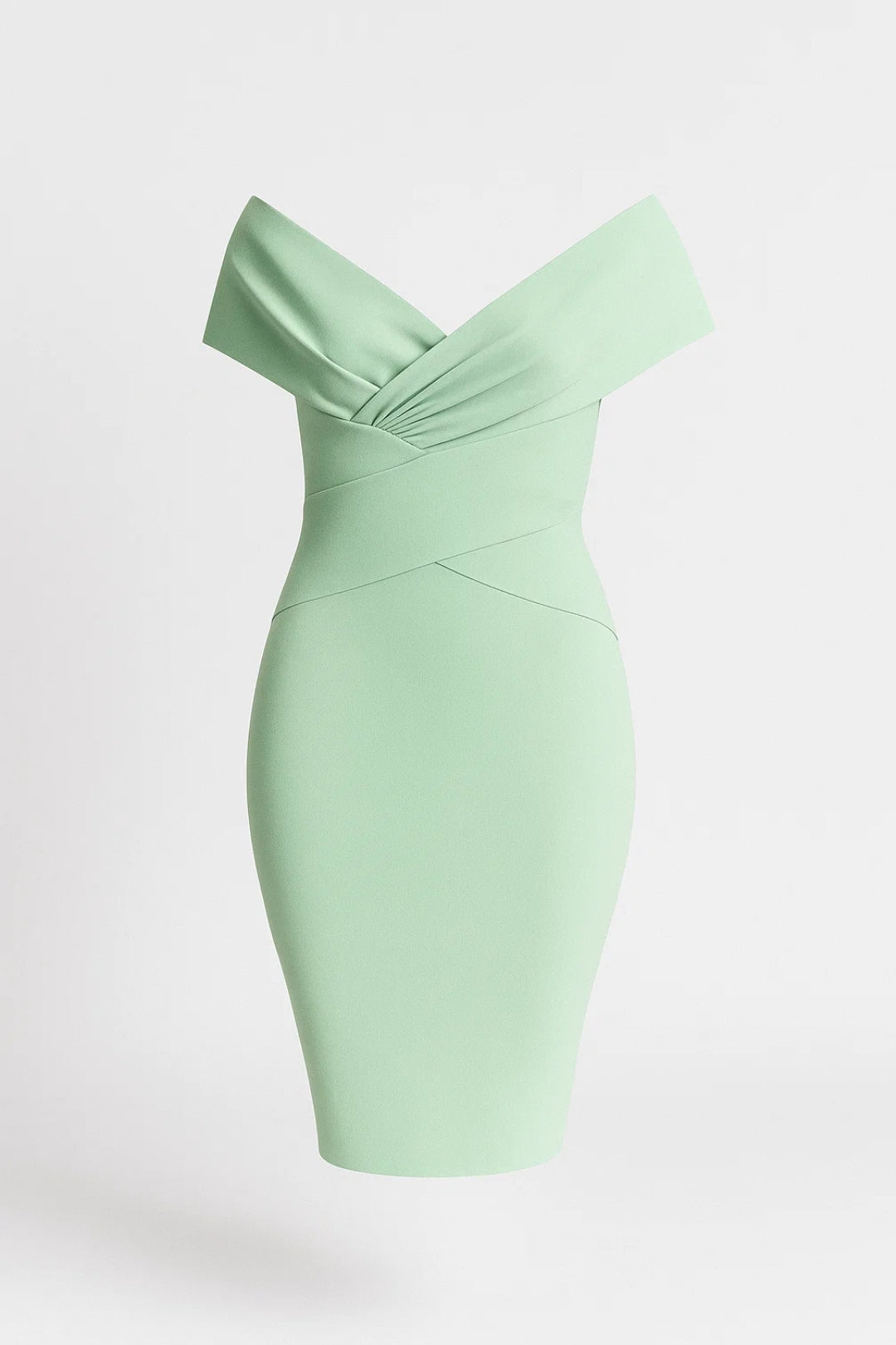 Midi Jurk Dames | Off-Shoulder Ontwerp met Drapering | Elegant en Getailleerd