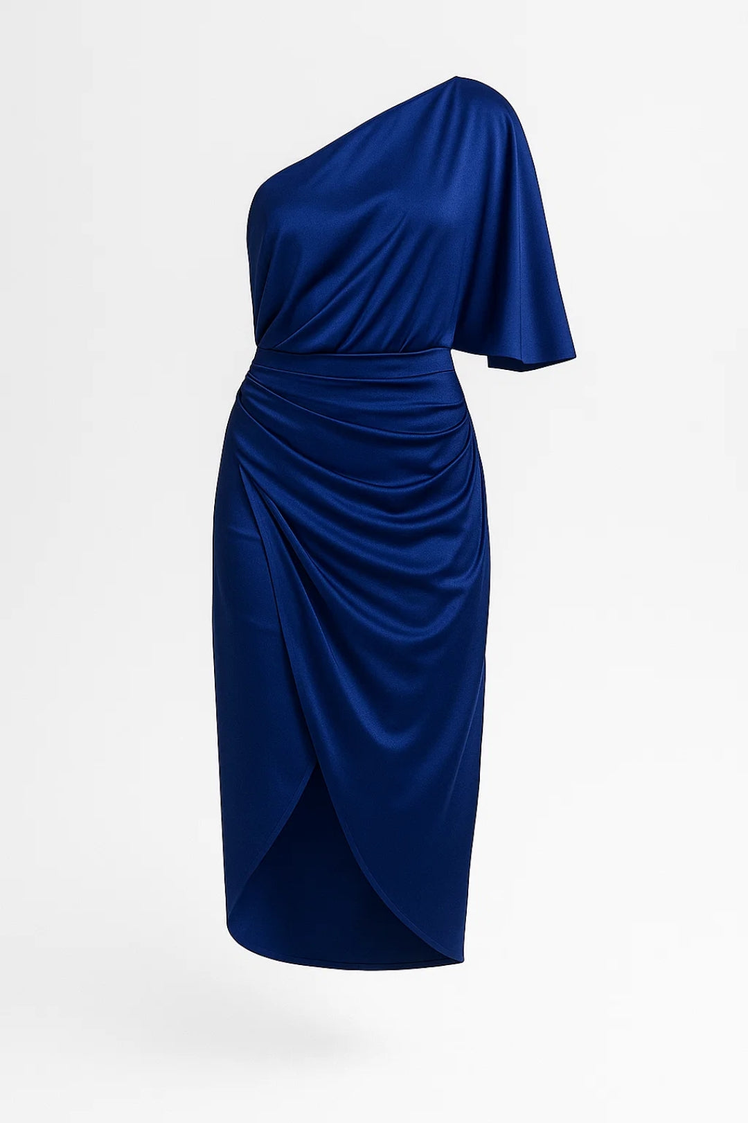 Midi Jurk Dames | One-Shoulder Design met Drapering | Elegant en Verfijnd