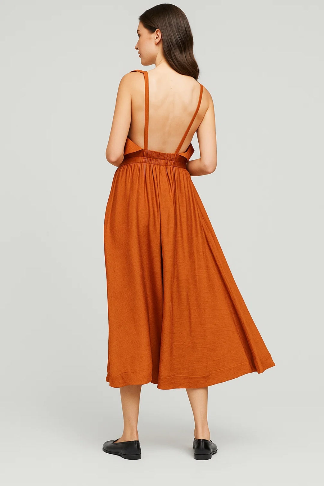 Midi Jurk | Mouwloos met Ruches op de Schouder | Elegante Dagstijl