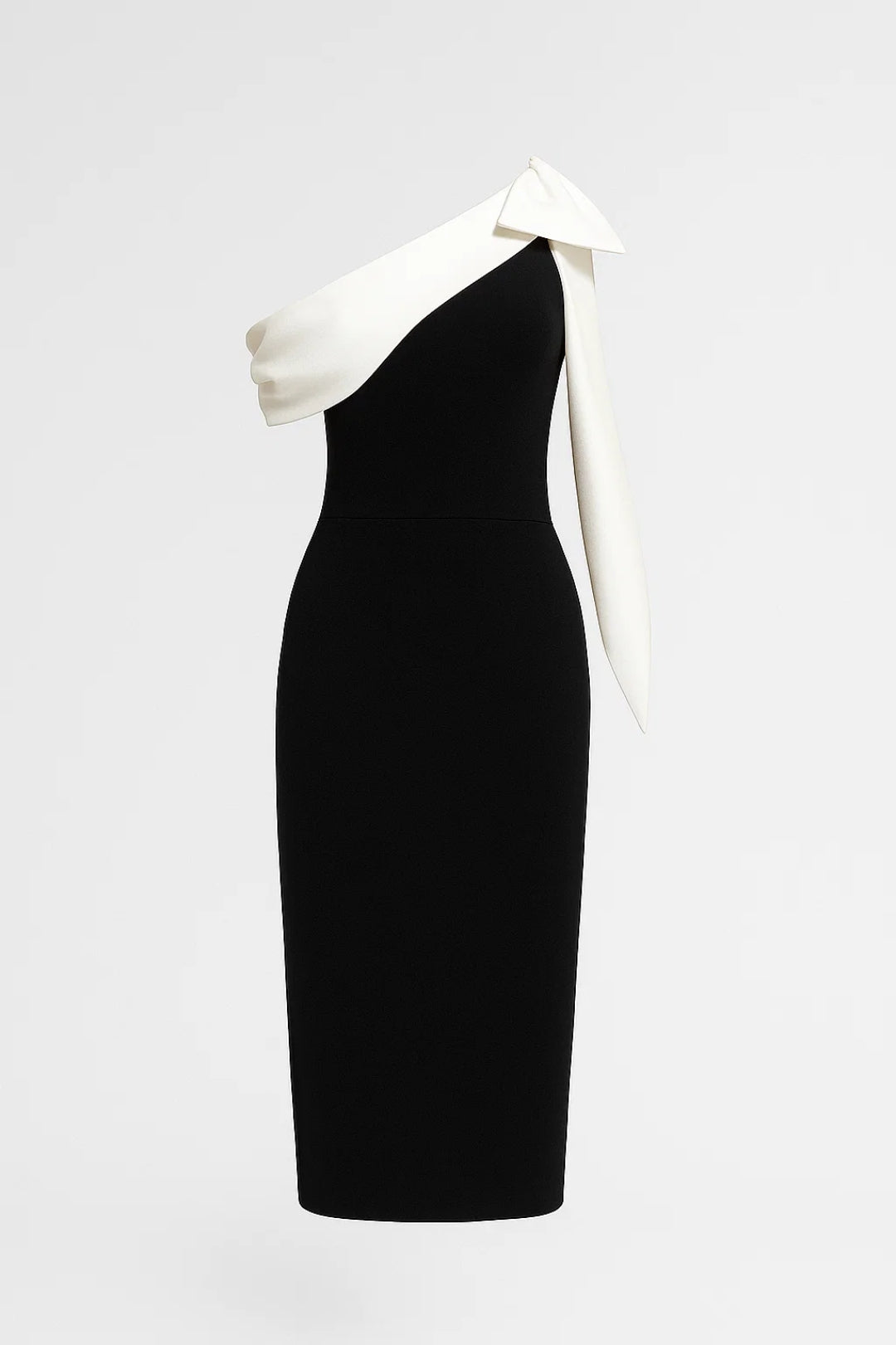 Midi Jurk | One-Shoulder Ontwerp met Contrasterende Strik | Lichtgewicht en Ademend