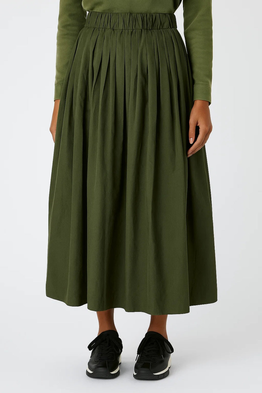 Midi Rok voor Dames | Geplooide Tailleband | Elegante A-Lijn Pasvorm