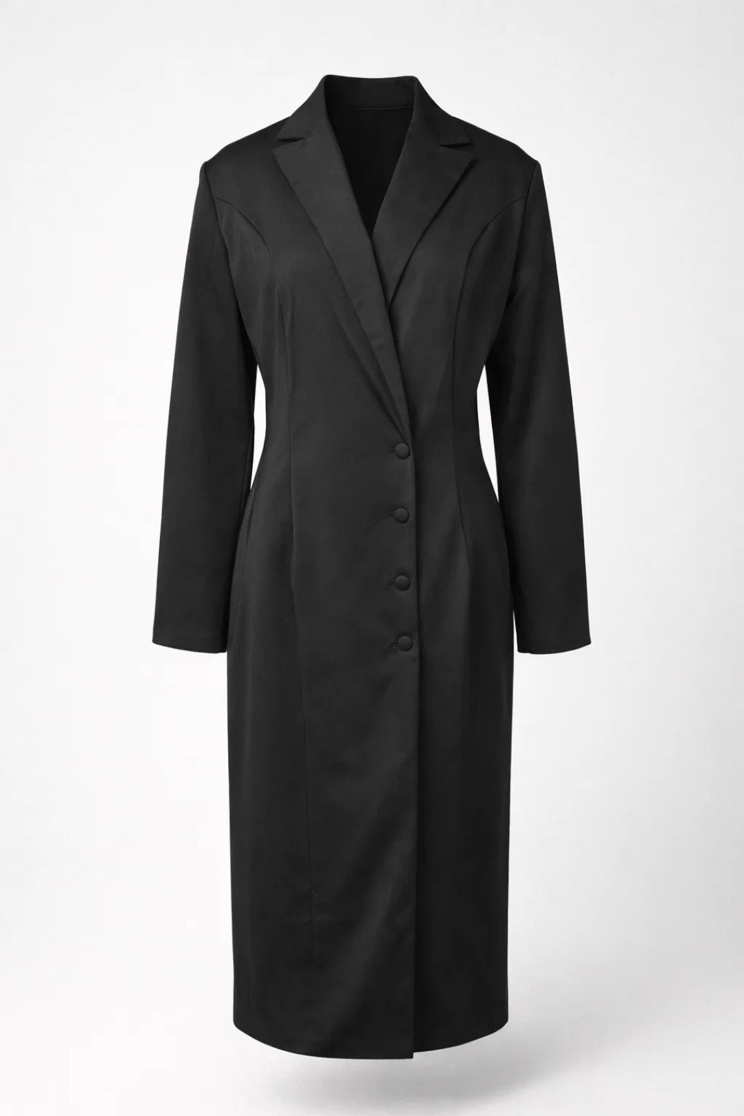 Midi Jurk Dames - Blazer Stijl met Knoopsluiting | Klassiek