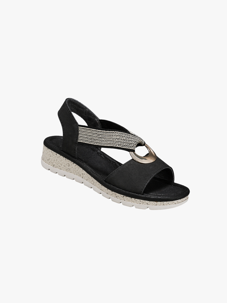 Mila - Boho Orthopedische Sandalen Dames met Gouden Maandetail en Gekruiste Band
