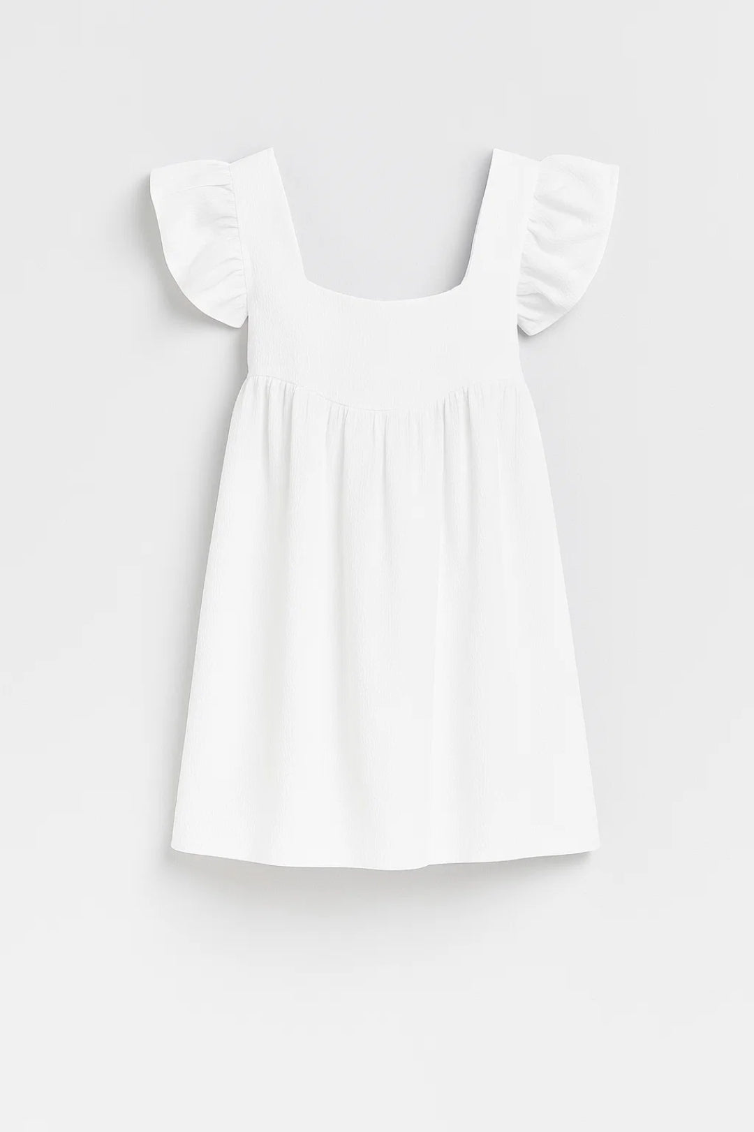 Mini Jurk met Ruchemouwen | Vierkante Halslijn | Luchtige Zomerstijl
