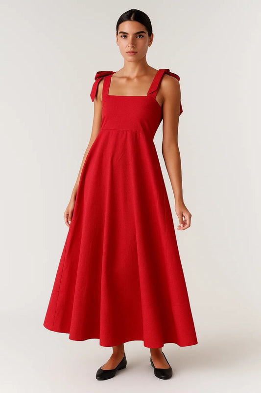 Mouwloze Maxi Jurk | Elegante Look met Strikbanden | Lichtgewicht en Ademend
