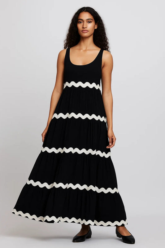 Mouwloze Maxi Jurk | Golvend Strependetail | Speelse Zomerstijl