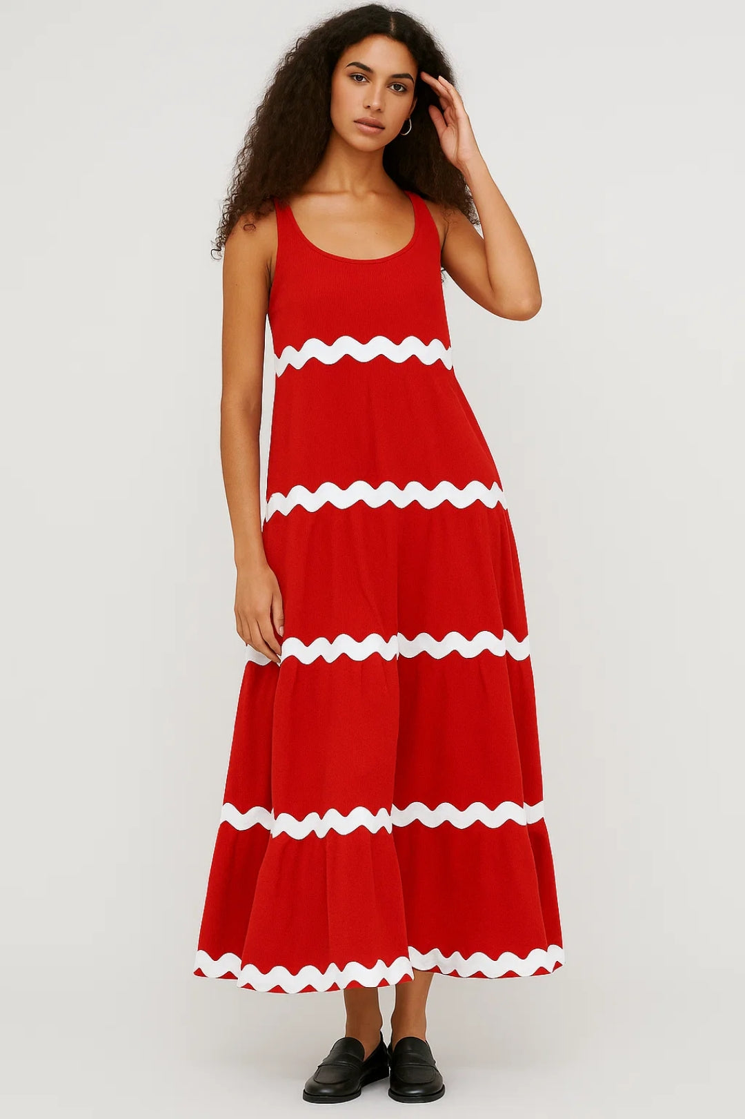 Mouwloze Maxi Jurk | Golvend Strependetail | Speelse Zomerstijl