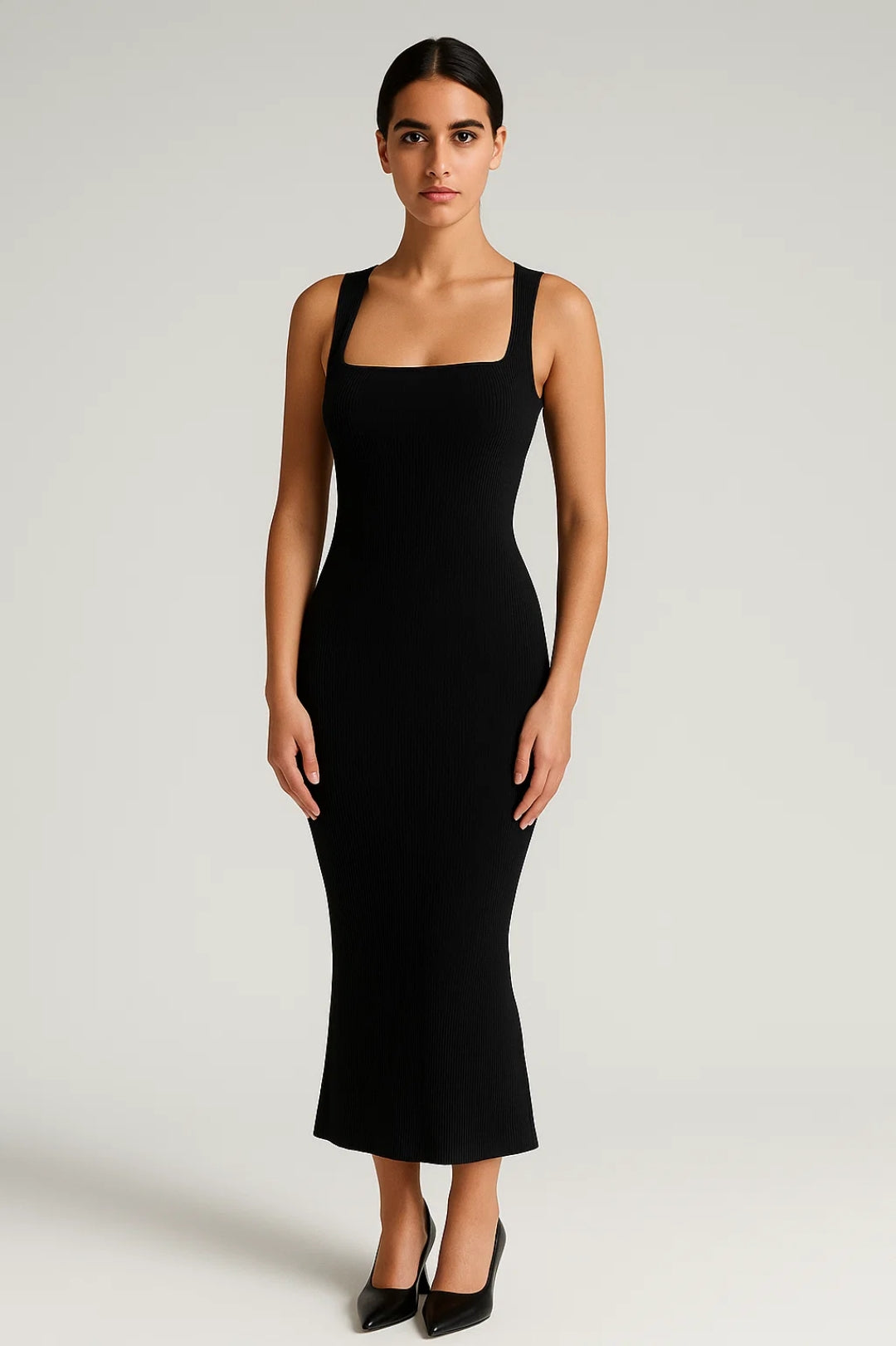 Mouwloze Midi Jurk | Aangesloten Geribd Model | Lichtgewicht en Ademend