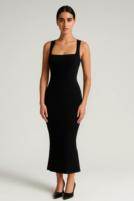 Mouwloze Midi Jurk | Aangesloten Geribd Model | Lichtgewicht en Ademend