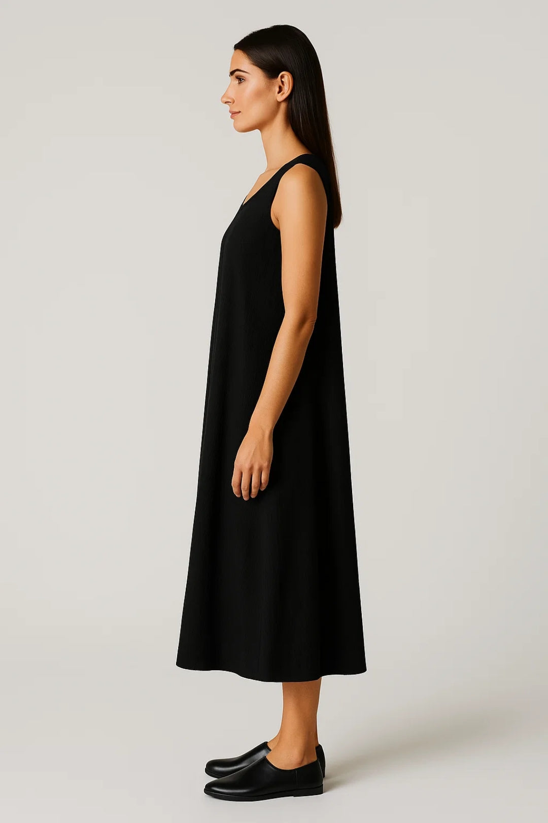 Mouwloze Midi Jurk | Losvallend Comfort Model | Lichtgewicht en Ademend