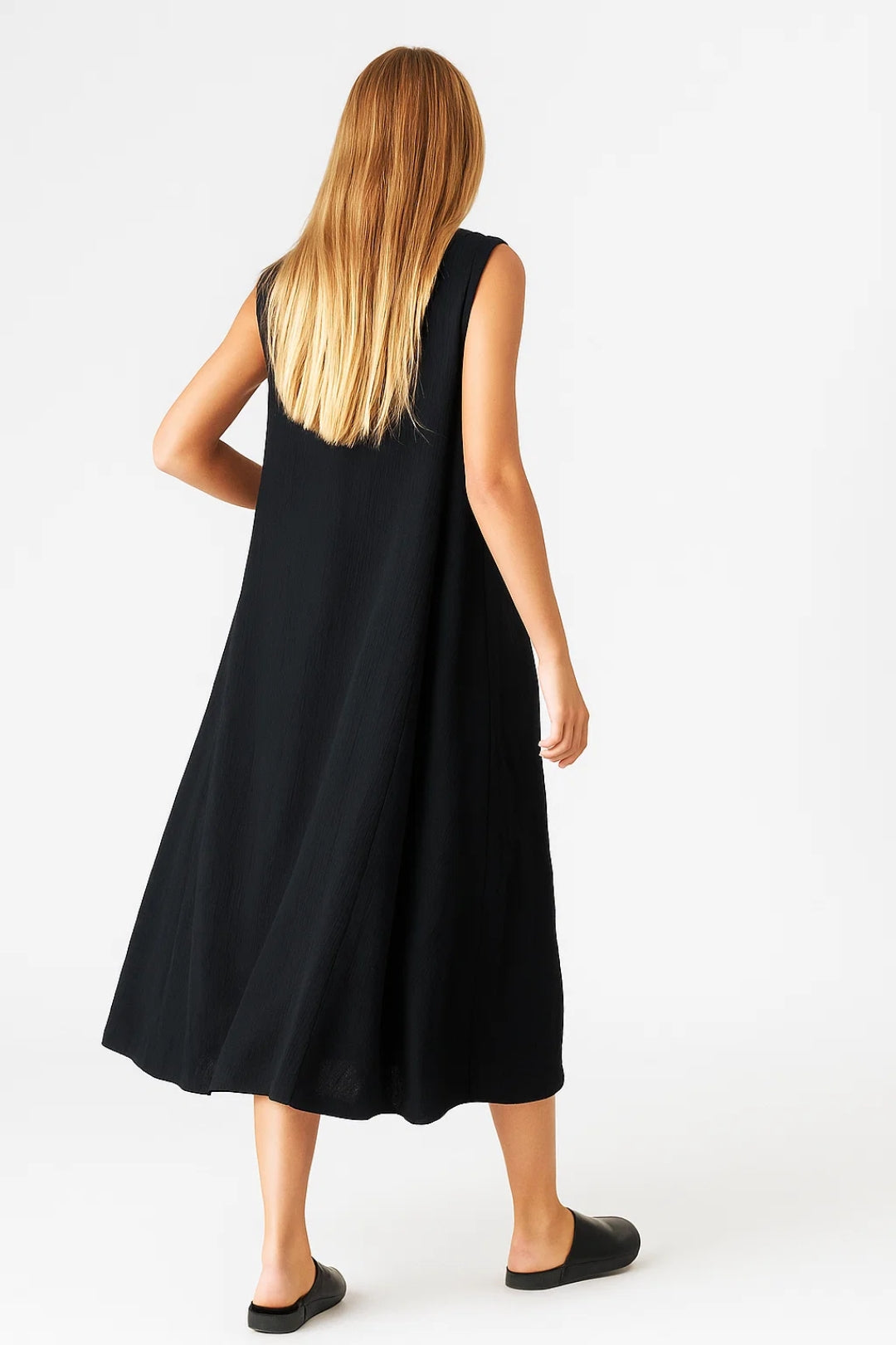 Mouwloze Midi Jurk | Losvallend Comfort Model | Lichtgewicht en Ademend