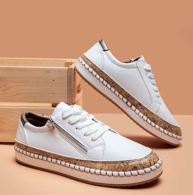 Nina - Romantische Comfort Sneakers Dames met Bloemenprint en Veters
