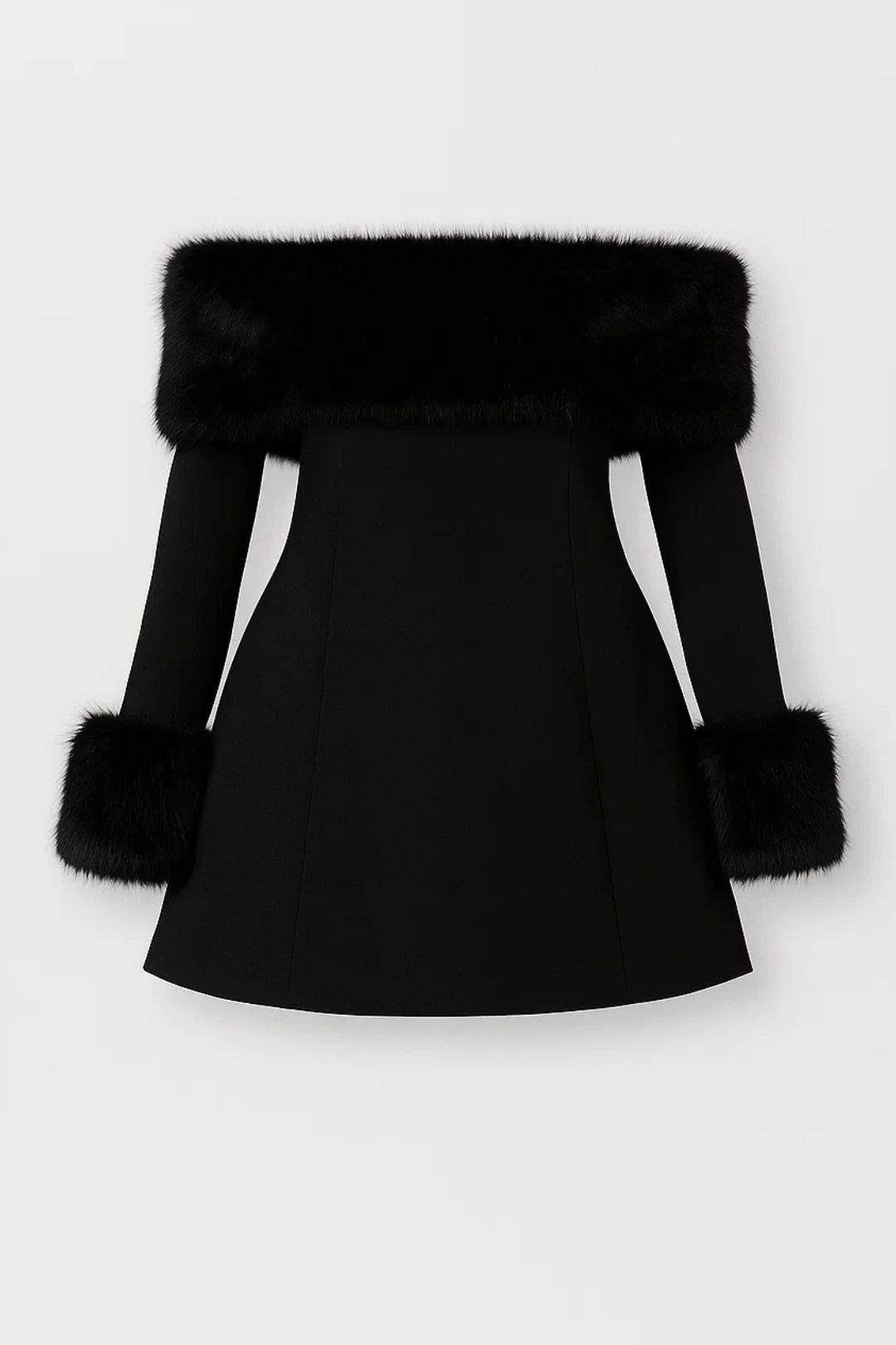 Off-Shoulder Mini Jurk | Bontaccent en Lange Mouwen | Lichtgewicht en Ademend