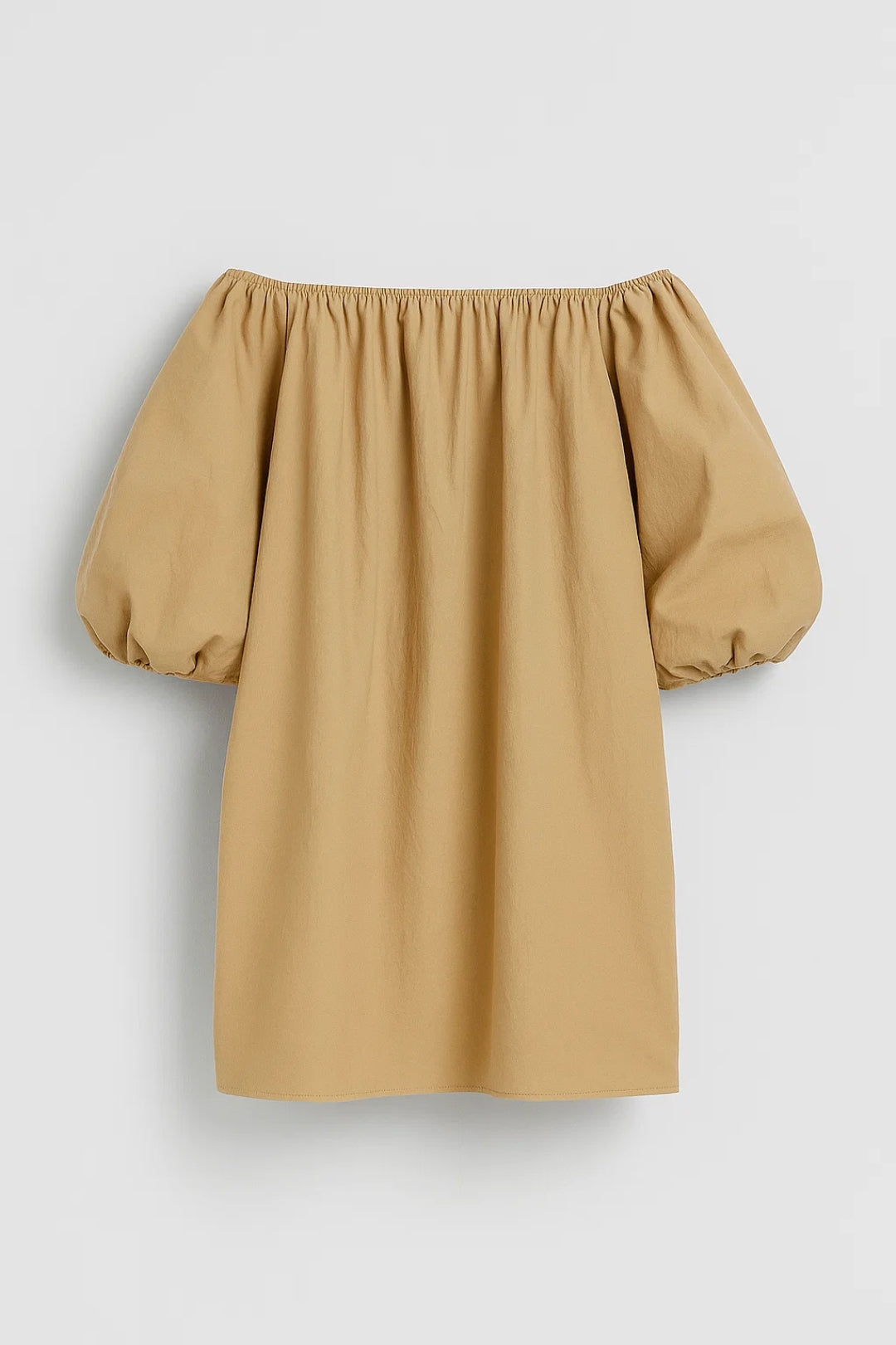 Off-Shoulder Mini Jurk | Pofmouwen en Rechte Snit | Lichtgewicht en Ademend