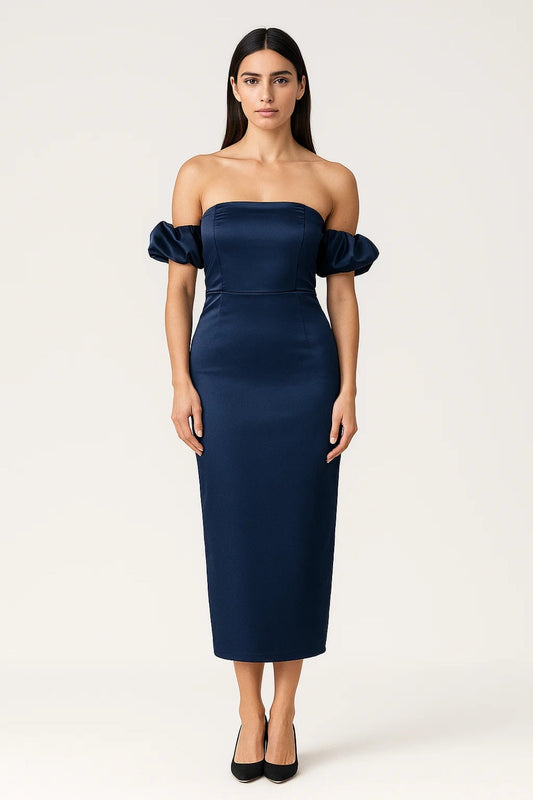 Off Shoulder Avondjurk | Elegante Puff Mouwen | Lichtgewicht en Ademend