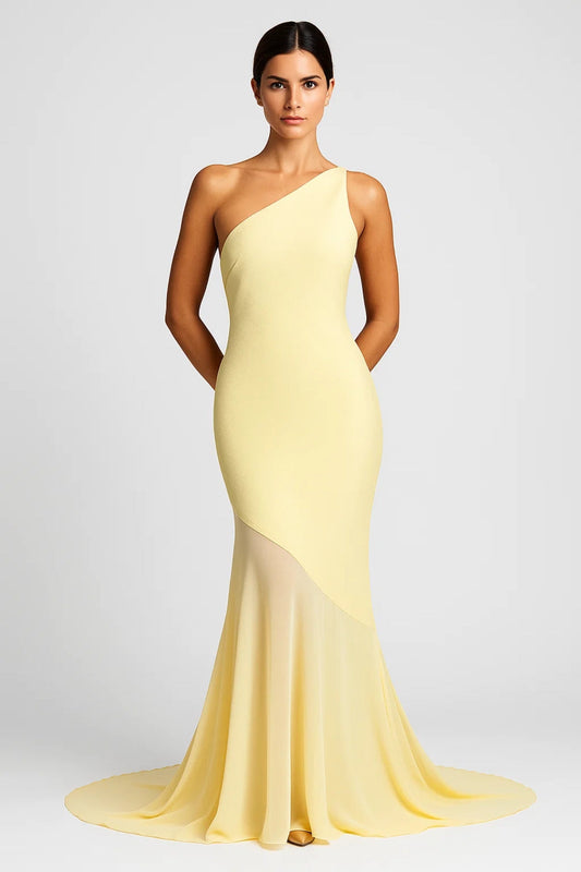 One Shoulder Avondjurk | Figuurvolgend Silhouet | Elegante Vloeiende Zoom