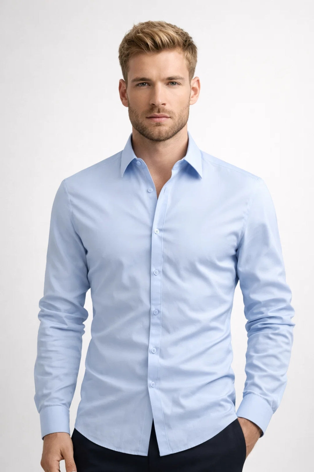 Overhemd Heren - Slim Fit Lange Mouw Klassieke Kraag | Formeel