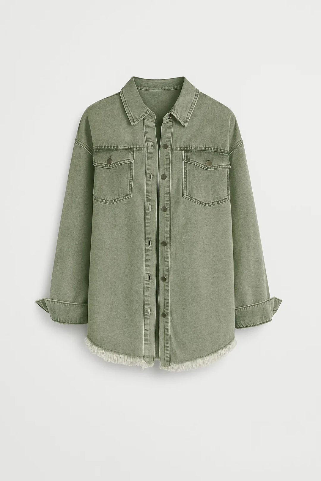 Oversized Spijkerblouse Dames | Drukknoopsluiting en Rafelzoom | Casual en Tijdloos