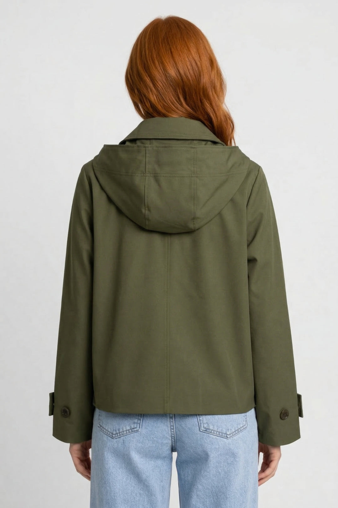 Regenjas Dames - Korte Cropped Jas met Capuchon en Knopen