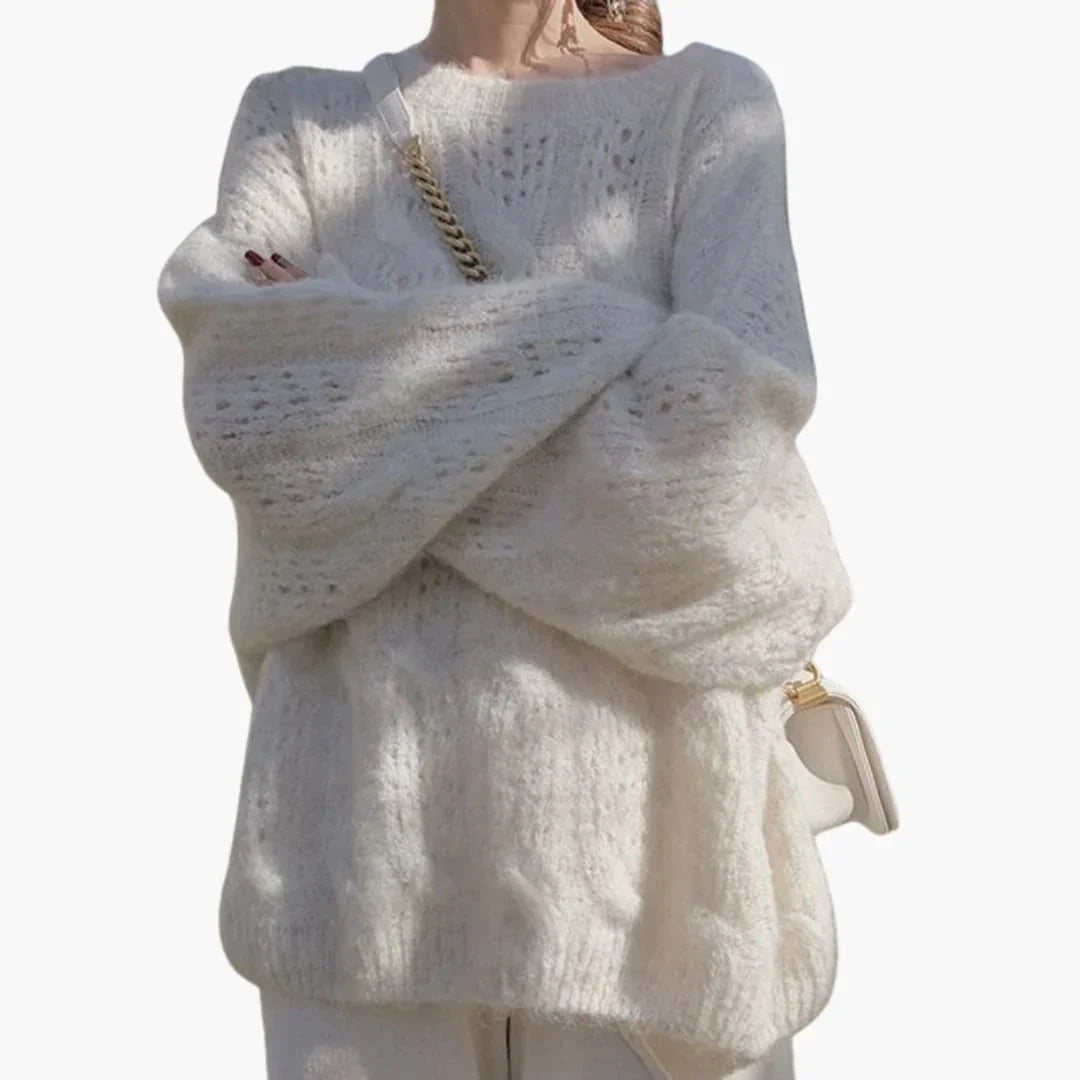 Roos - Wintertrui dames gebreid oversized en warm met lange mouw