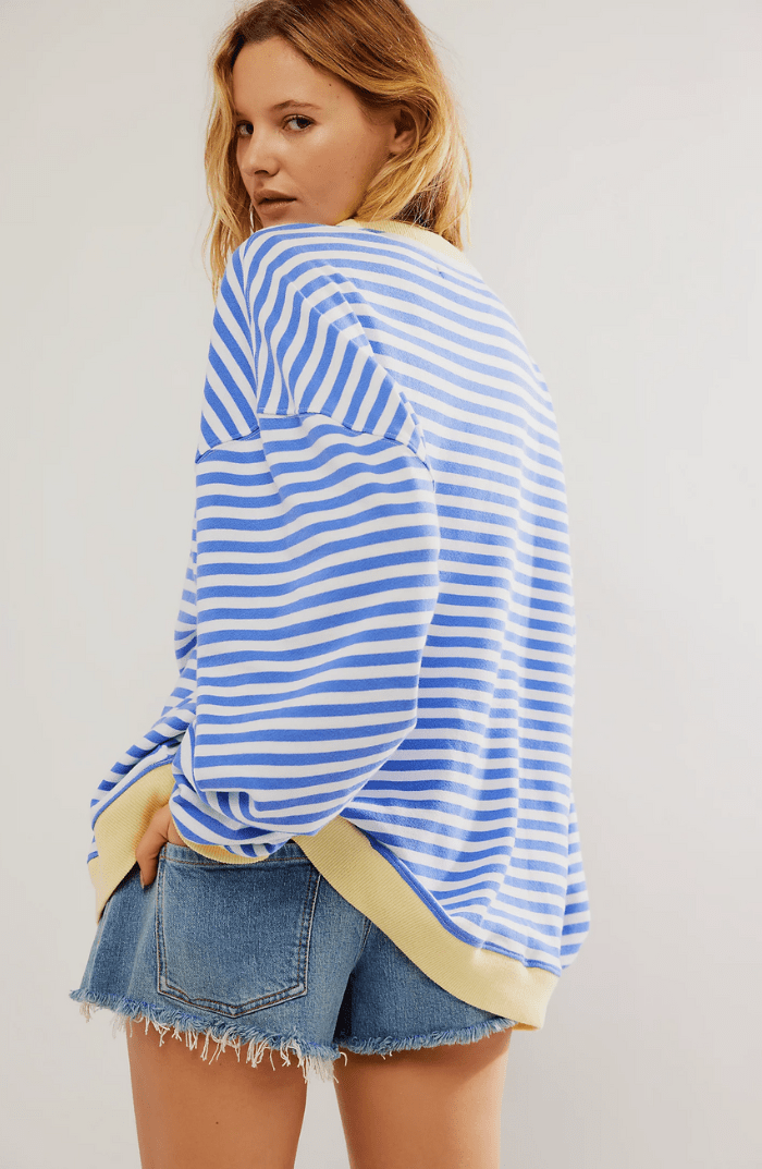 Sanne - Dames Oversized Longsleeve Top met Comfort Pasvorm en Strepen