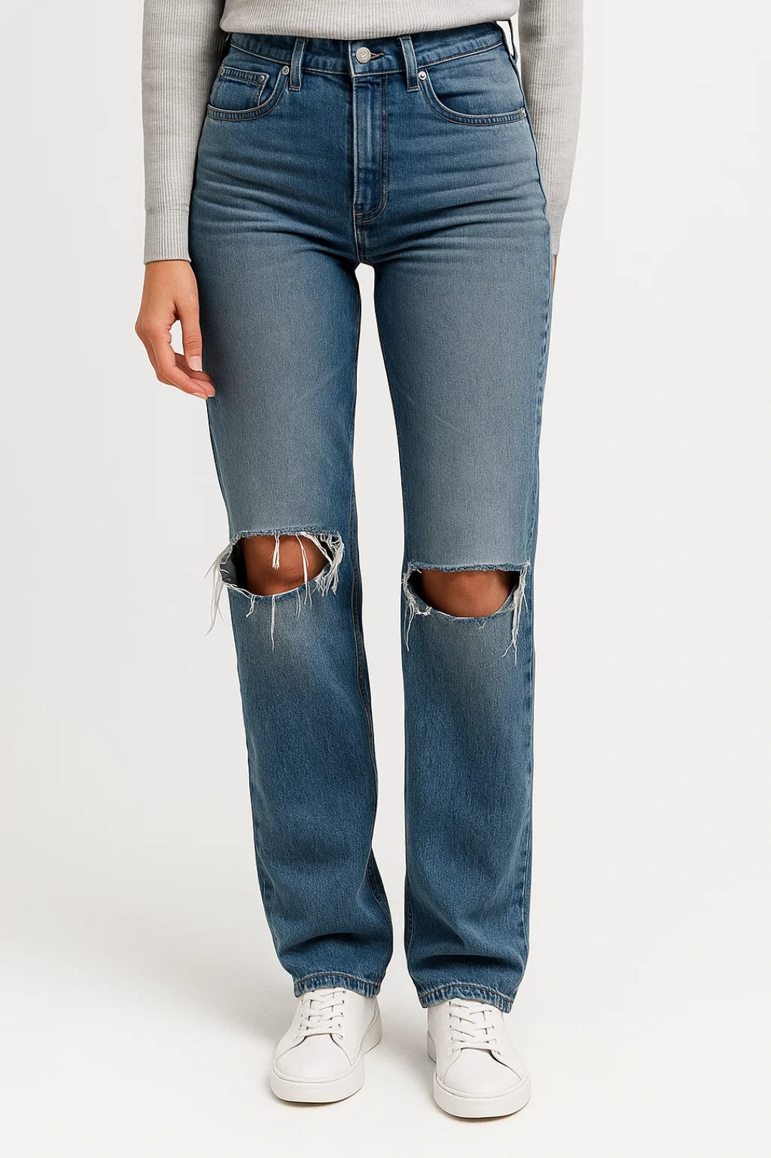 Straight Fit Jeans | Hoge Taille met Scheuren | Casual Comfort