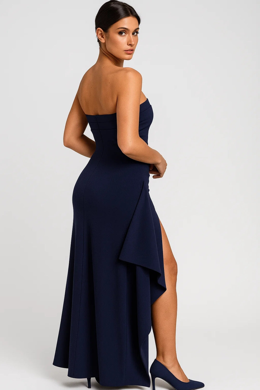 Strapless Avondjurk | Aangesloten Snit met Hoge Split | Lichtgewicht en Ademend