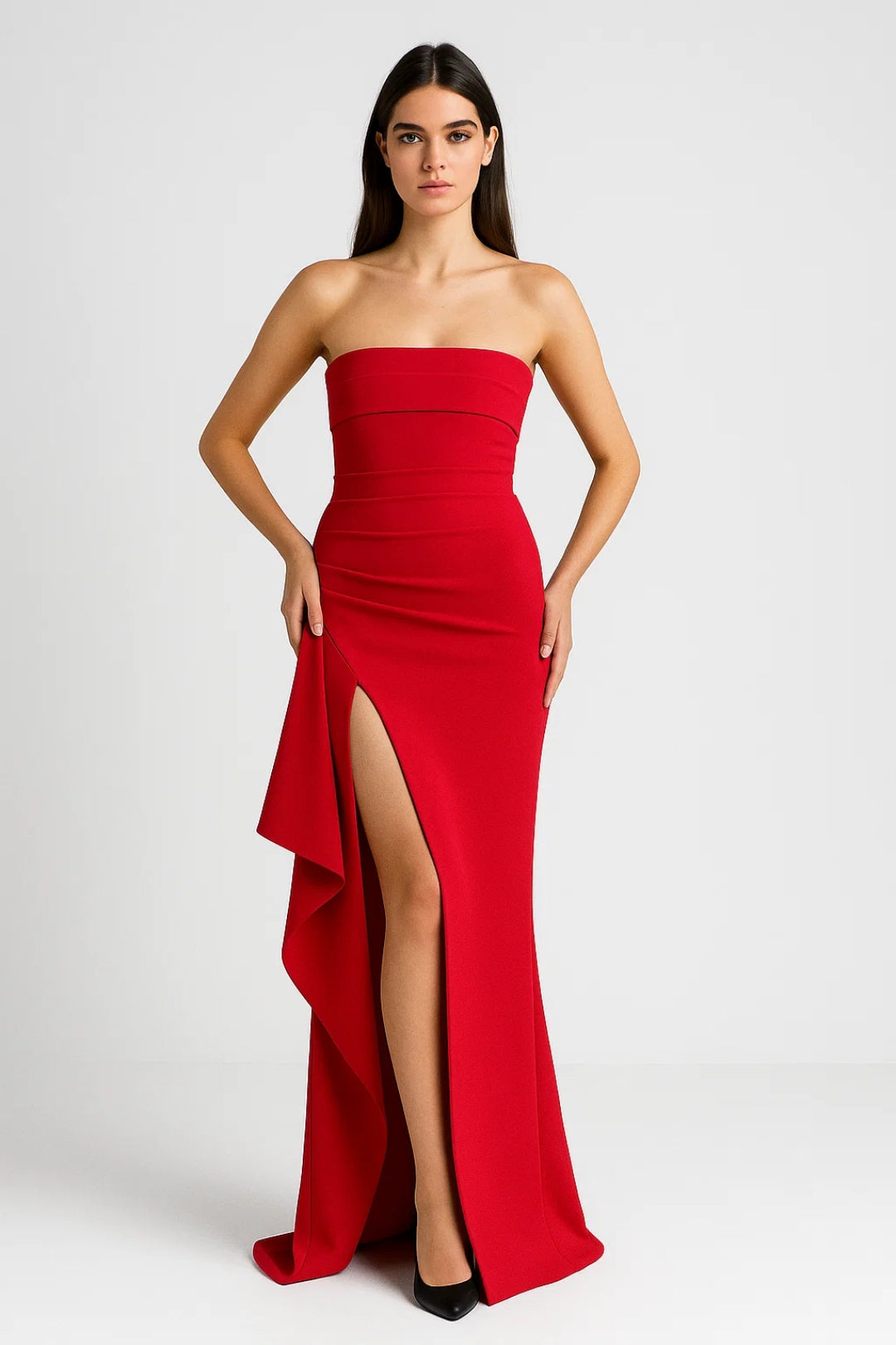 Strapless Avondjurk | Aangesloten Snit met Hoge Split | Lichtgewicht en Ademend