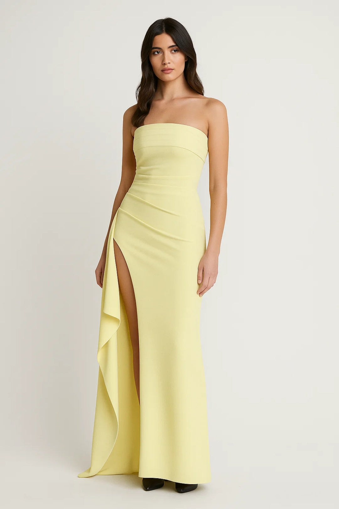 Strapless Avondjurk | Aangesloten Snit met Hoge Split | Lichtgewicht en Ademend