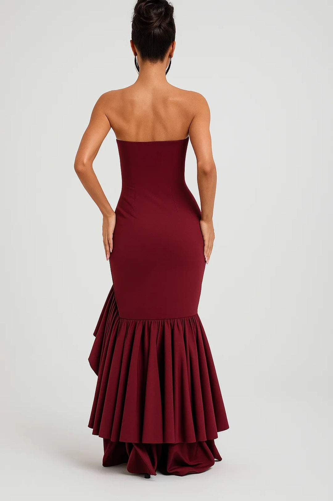Strapless Avondjurk | Getailleerd Model met Volants | Elegante Split
