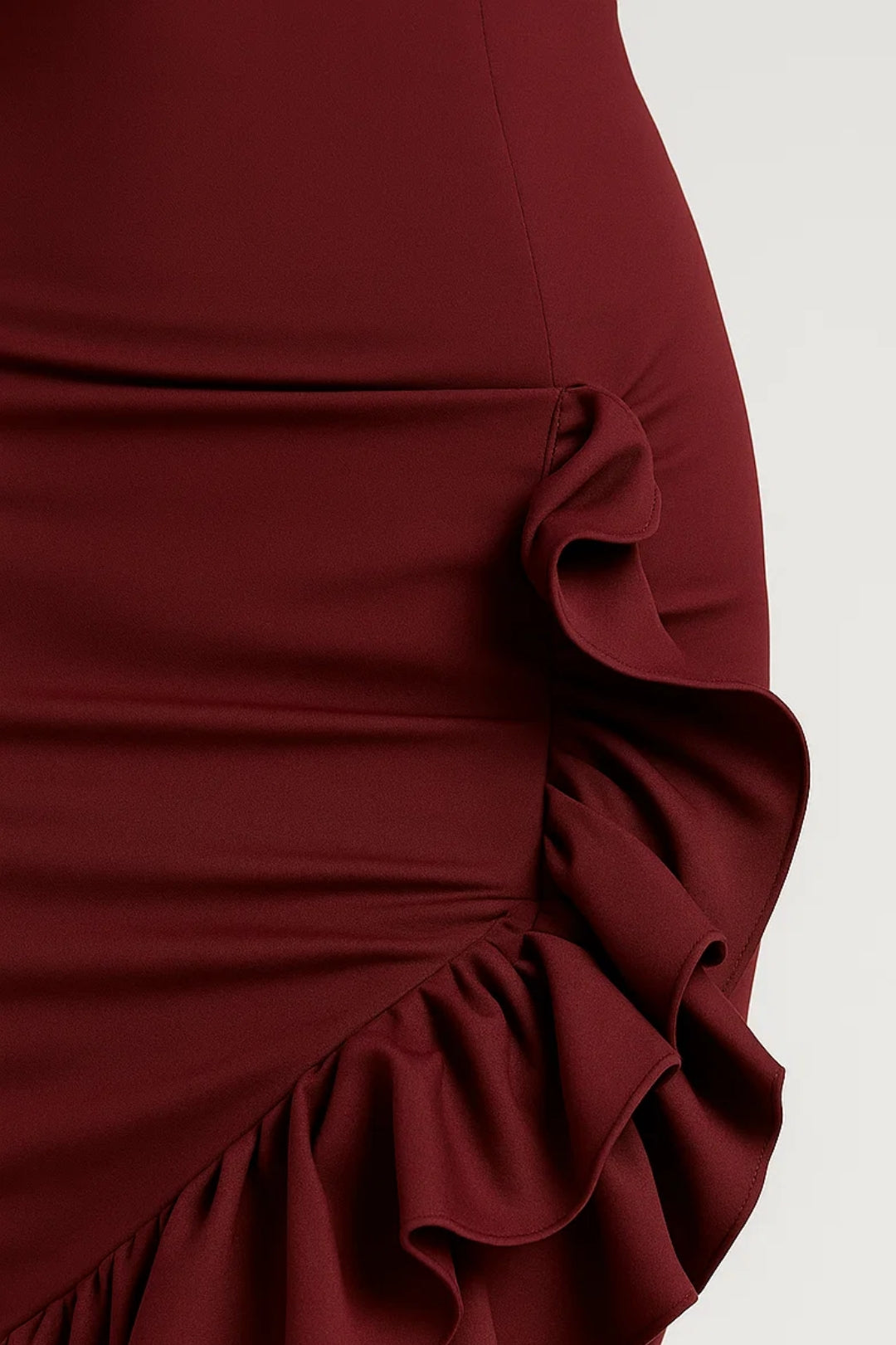 Strapless Avondjurk | Getailleerd Model met Volants | Elegante Split