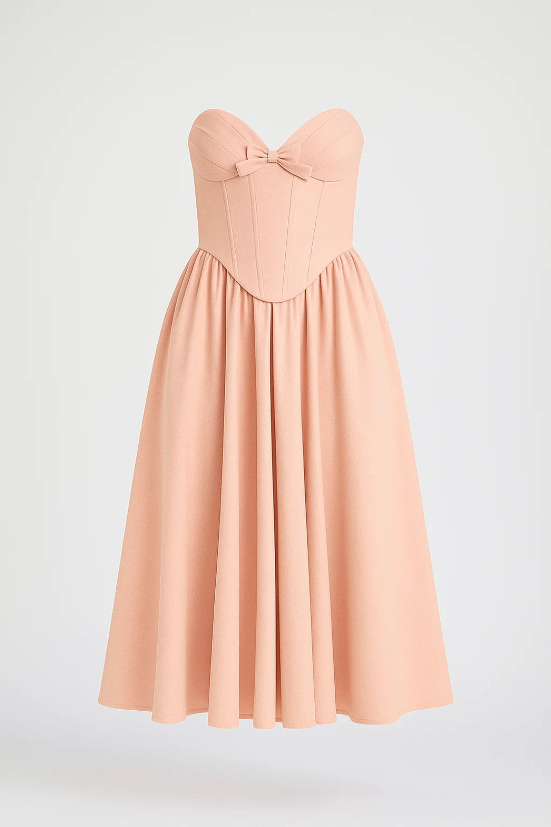 Strapless Jurk met Hartvormige Halslijn | Midi Rok met Volume | Elegant en Vrouwelijk
