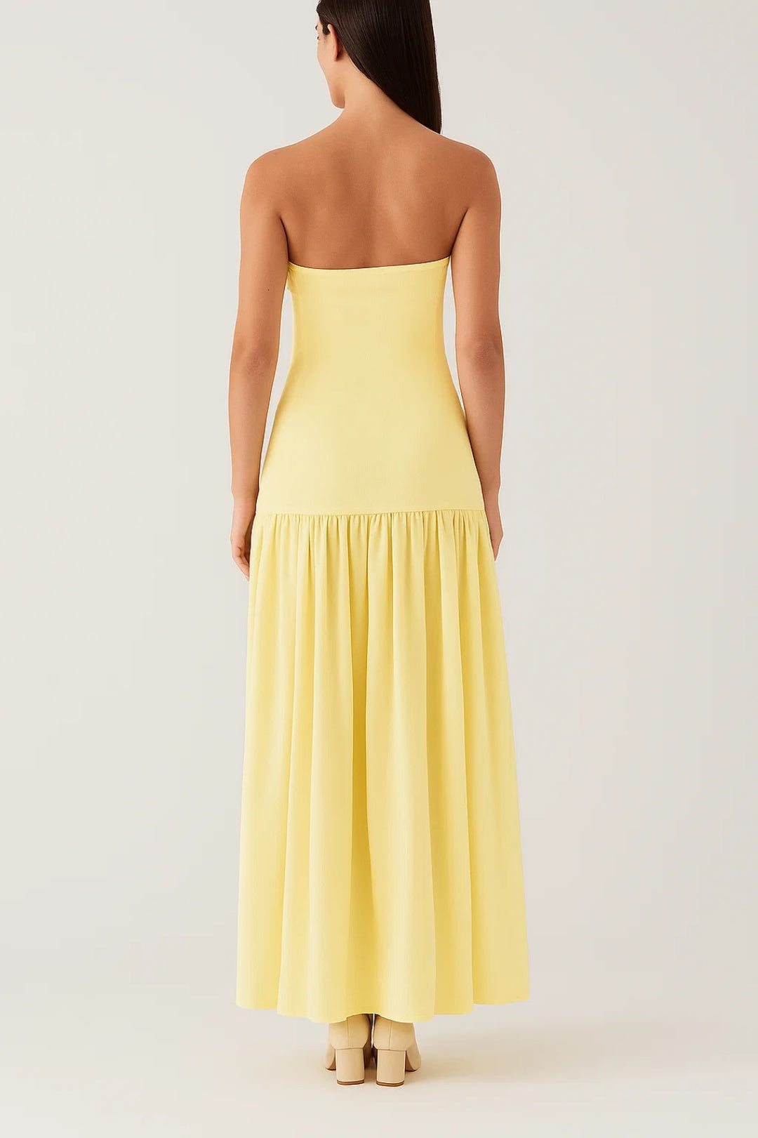 Strapless Maxi Jurk | Asymmetrisch Gerimpelde Rok | Lichtgewicht en Ademend