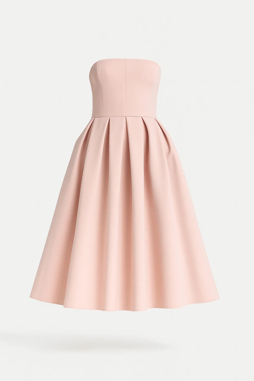 Strapless Midi Jurk | Geplooide Uitlopende Rok | Tijdloze Elegantie