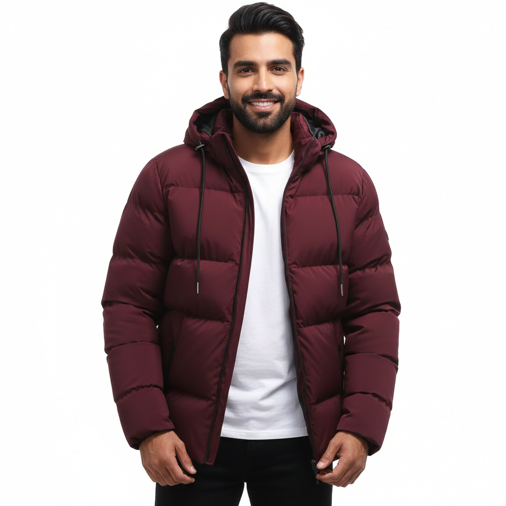 Sven - Puffer winterjas heren kort en warm met capuchon
