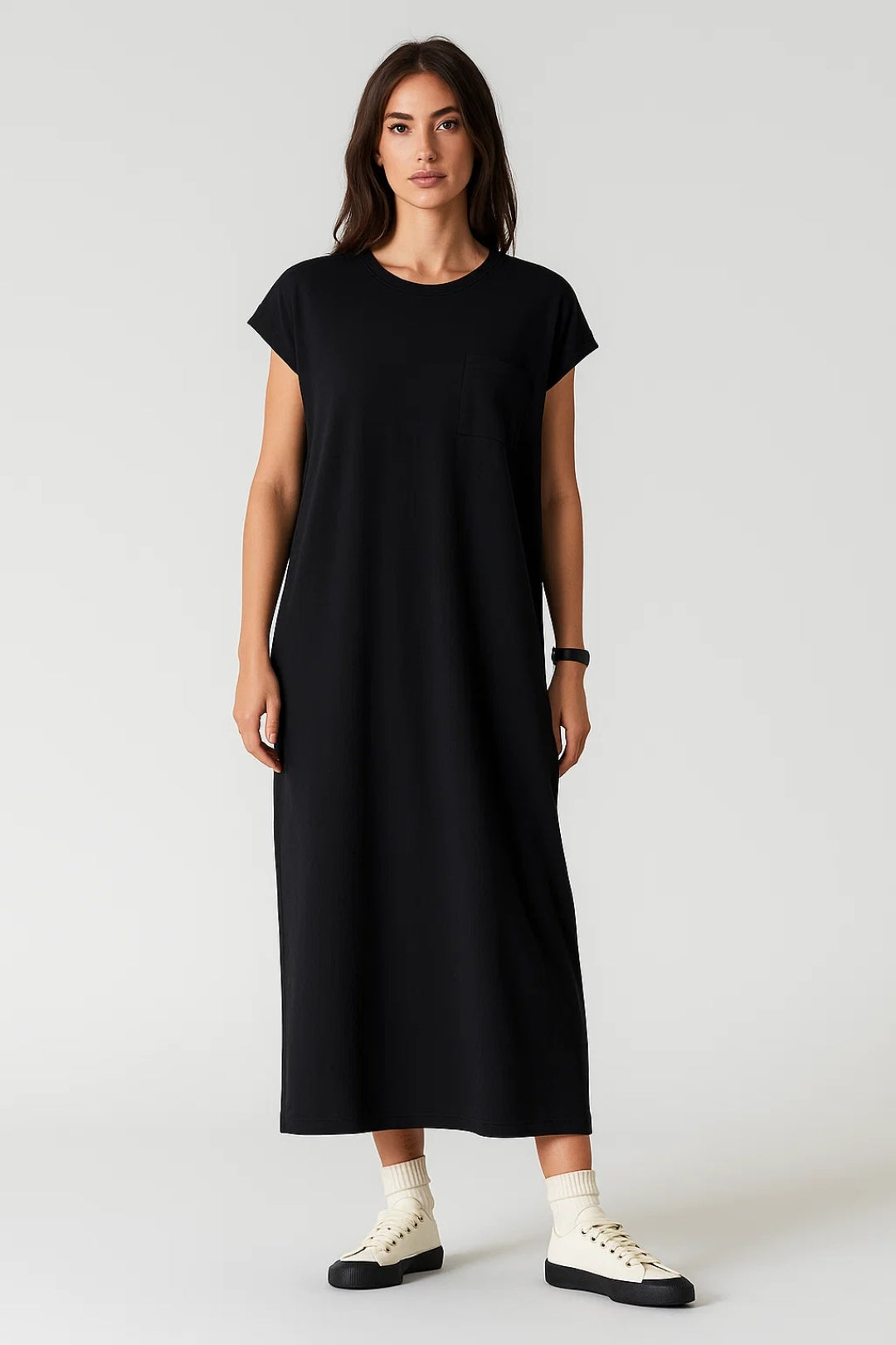 T-shirt Jurk Lang | Casual Pasvorm met Splitdetails | Lichtgewicht en Ademend