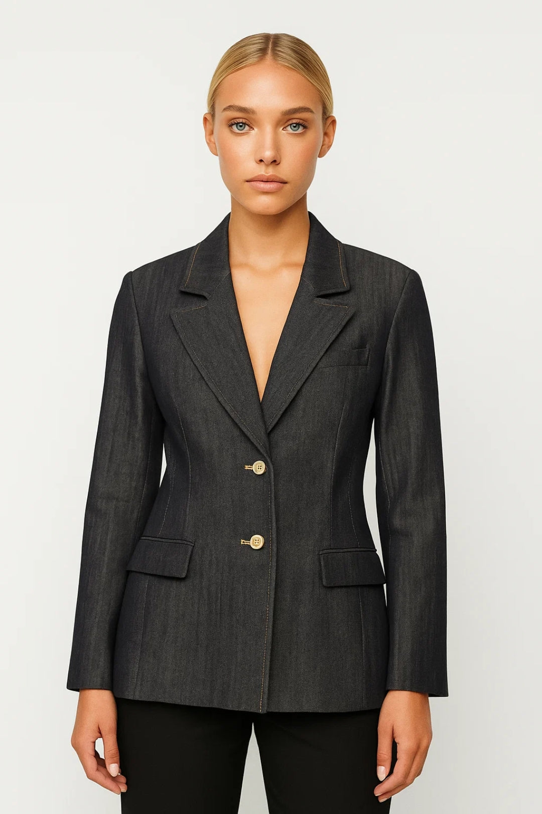 Tailored Damesblazer | Getailleerd Silhouet met Contrasterende Stiksels | Tijdloze Elegantie