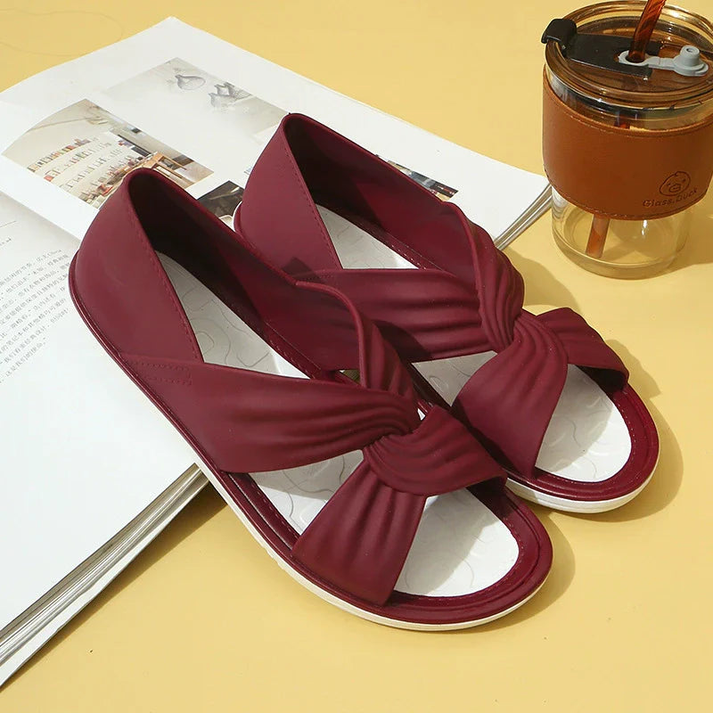 Tess - Zachte Orthopedische Sandalen Dames met Geknoopte Kruisband en Platte Zool