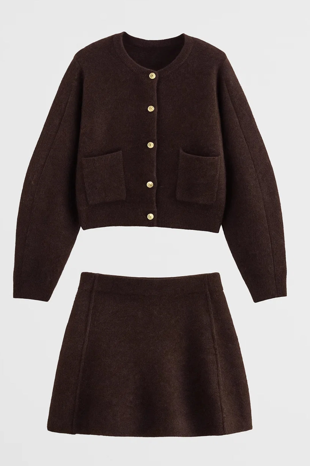 Tweedelige Set Dames | Gebreid Vest en Rok | Elegant en Comfortabel