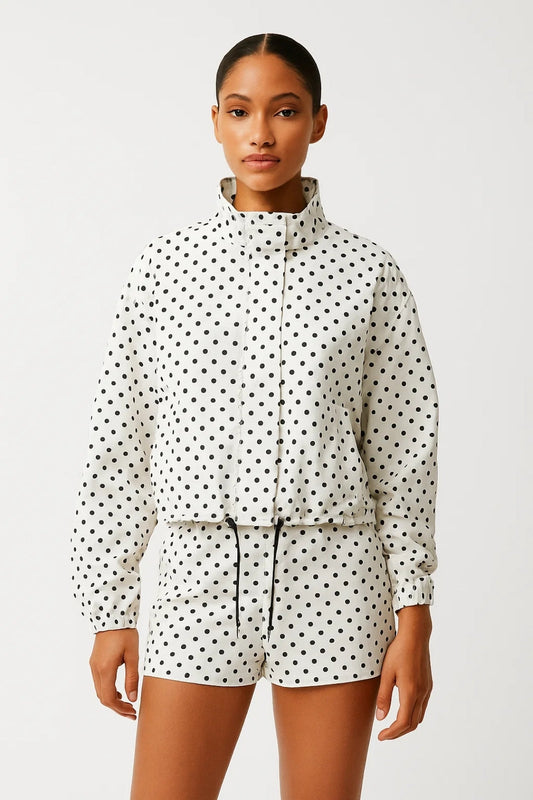 Tweedelige Set | Getailleerde Jas met Polkadots | Stijlvol en Lichtgewicht