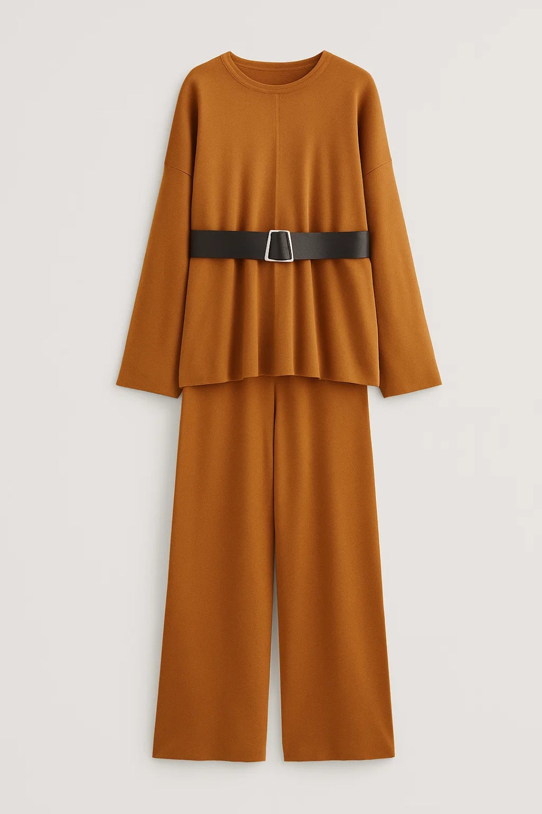 Tweedelige Set | Wijde Broek en Tuniek met Riem | Gedefinieerde Comfortstijl